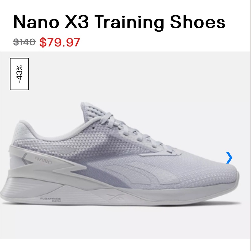 NWT Reebok Nano X3 Training Sneakers